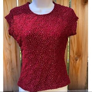 Starr CCC crop top. Red with sparkles